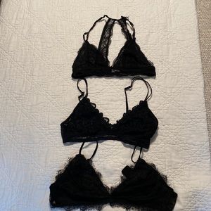 3 black bralettes